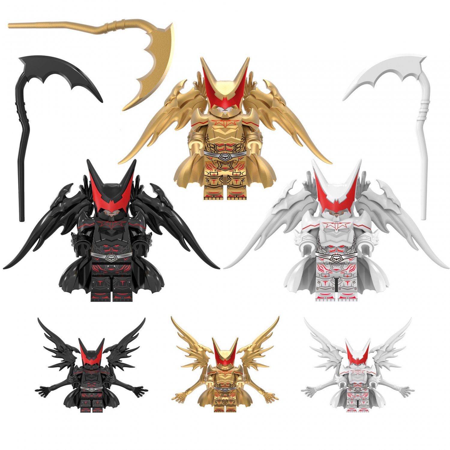 3pcs Gold Black White Hellbat Batman Sets Minifigures Block Toys