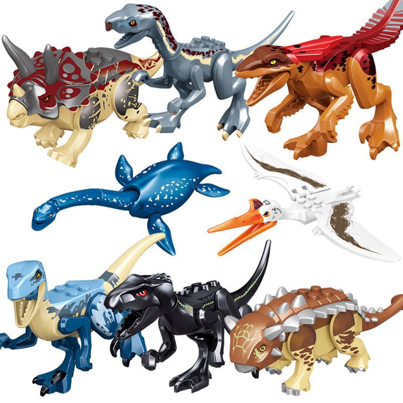 Velociraptor Pyroraptor Ankylosaurus Triceratops Jurassic World Set Minifigures