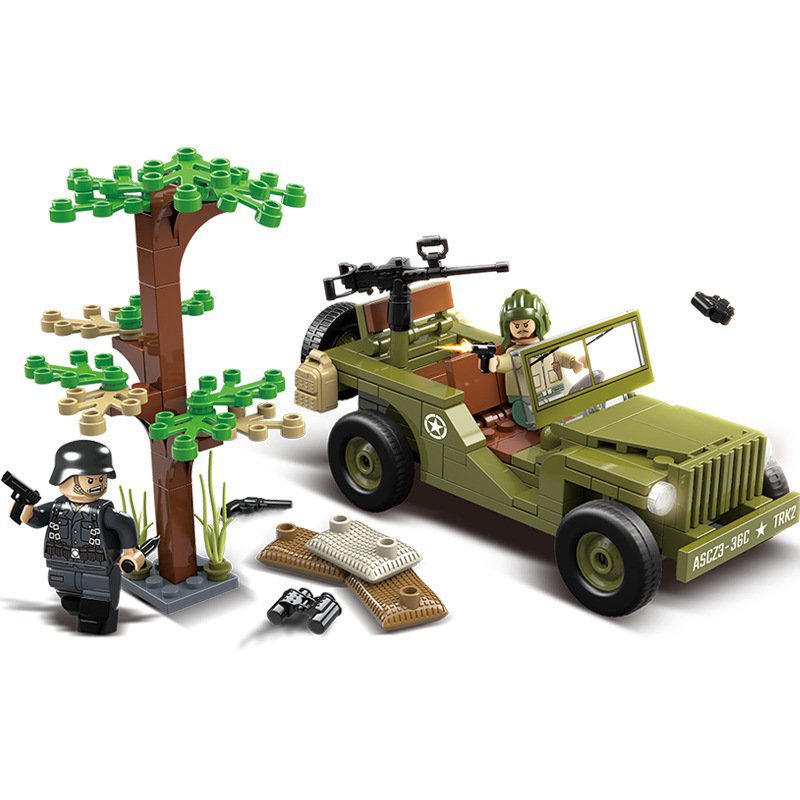 US Bantam 40 BRC Jeep VS German army WW2 Set Minifigures Block Toys