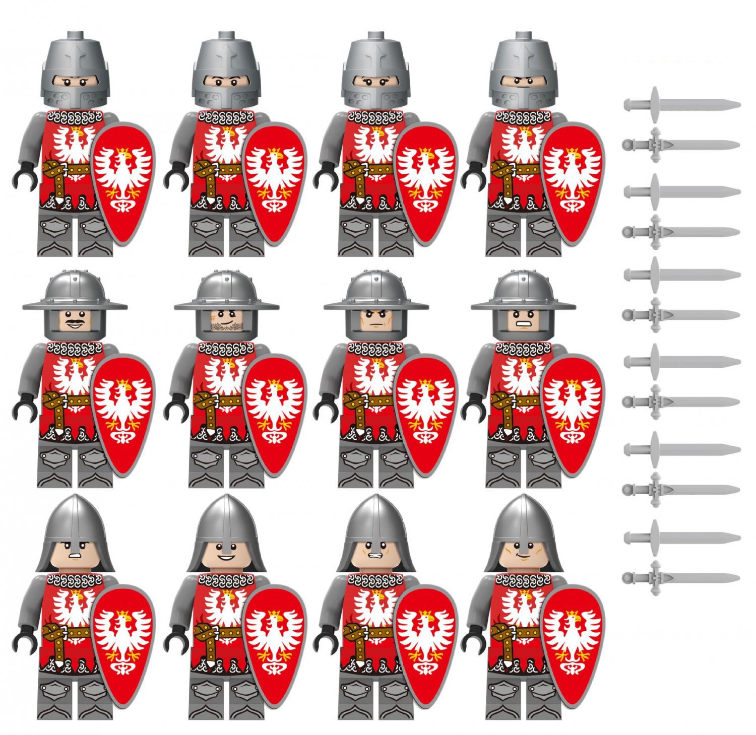 12pcs Poland Winged Hussar knight medieval knight Set Minifigures Block Toys