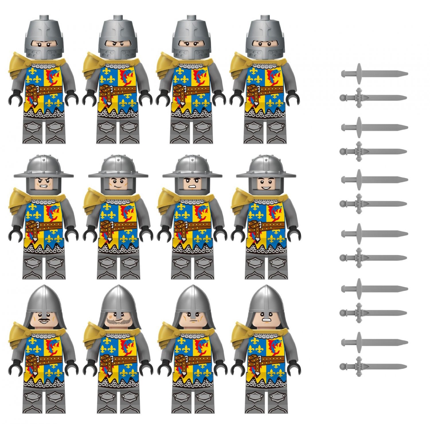 12pcs Europe Holy Knight Medieval Knights Set Minifigures Block Toys