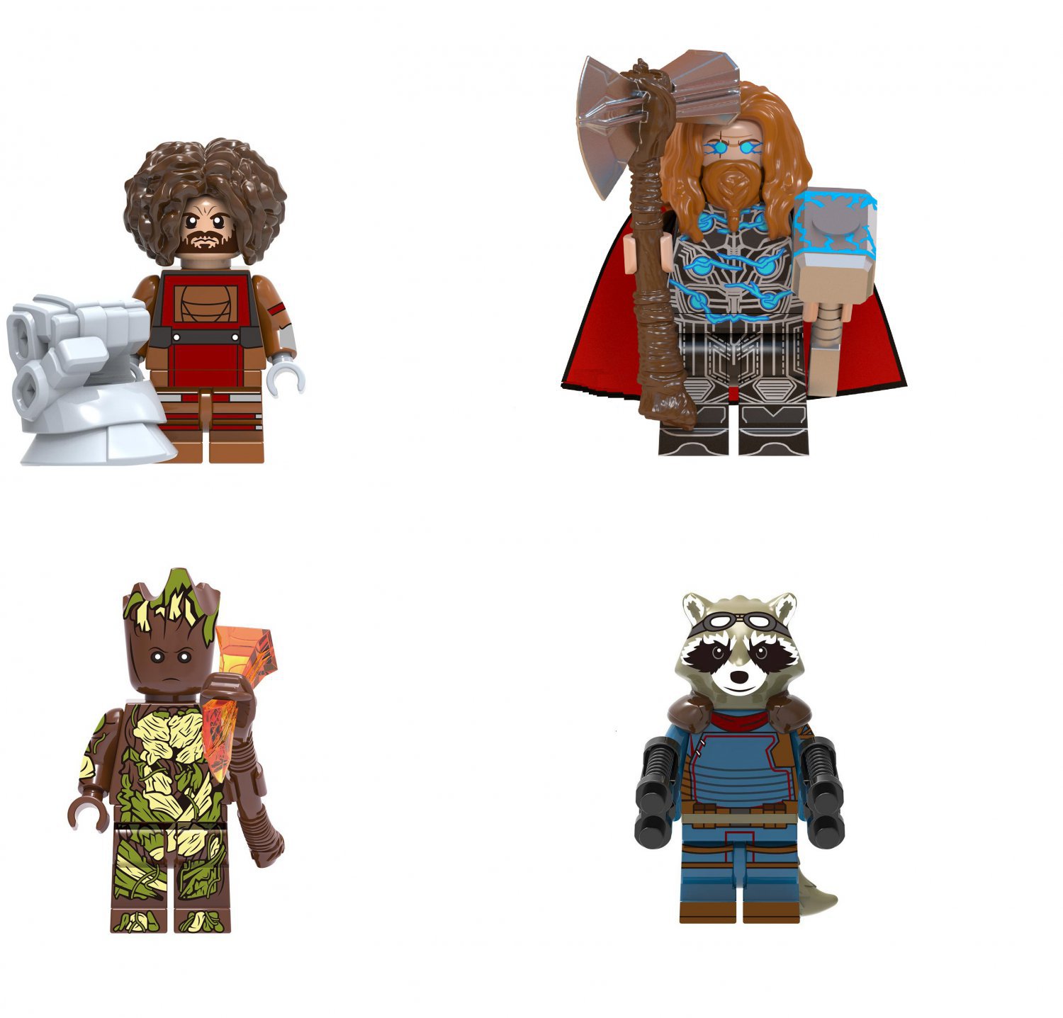 Dwarf Thor Rocket Raccoon Groot The Avengers Movie 3 Set Minifigures Toys