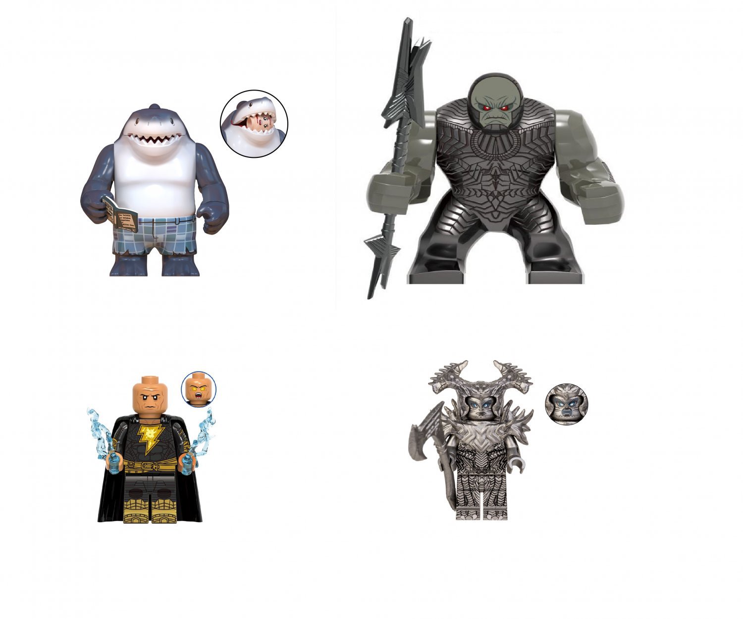 King Shark Darkseid Black Adam Steppenwolf New Super Heroes Set Minifigures Toys