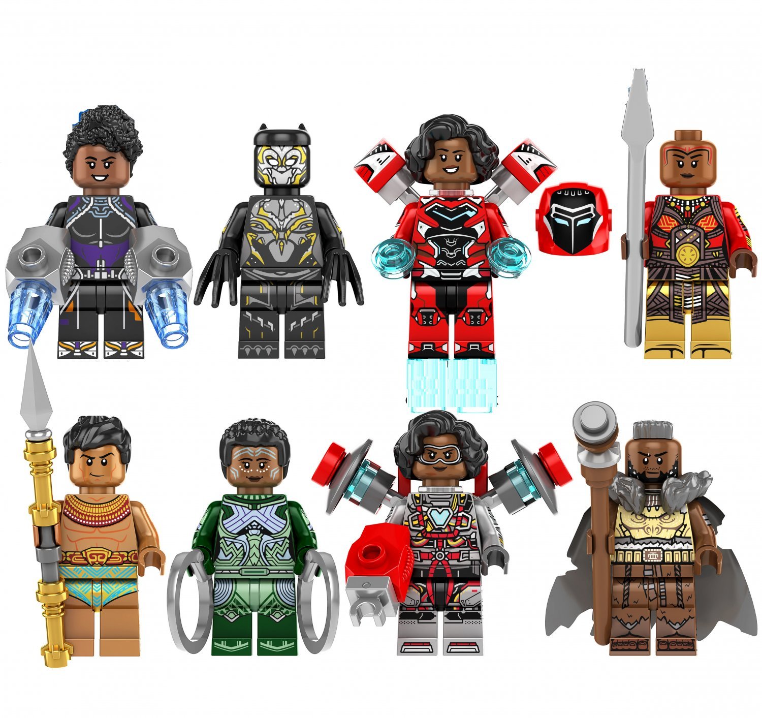 Riri Williams M'Baku Nakia Ironheart MK2 Shuri Black Panther 2 Set Minifigures