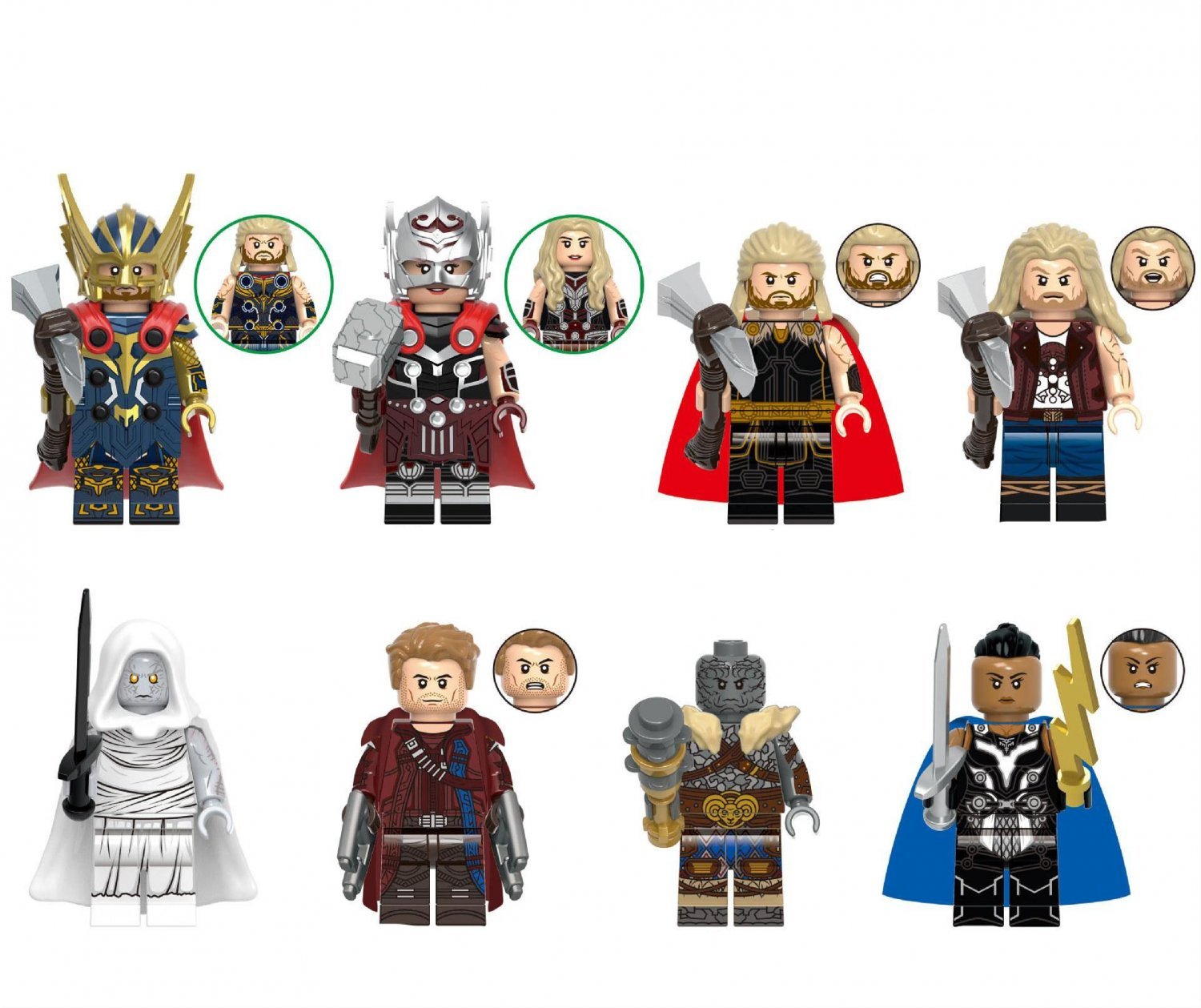 Mighty Thor Gorr Star-Lord Korg Valkyrie New Thor Set Minifigures Block Toys