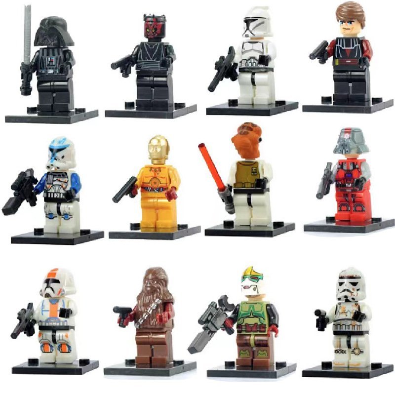 12pcs Anakin Skywalker Chewbacca Darth Maul Star Wars 2022 Minifigures Block Toy
