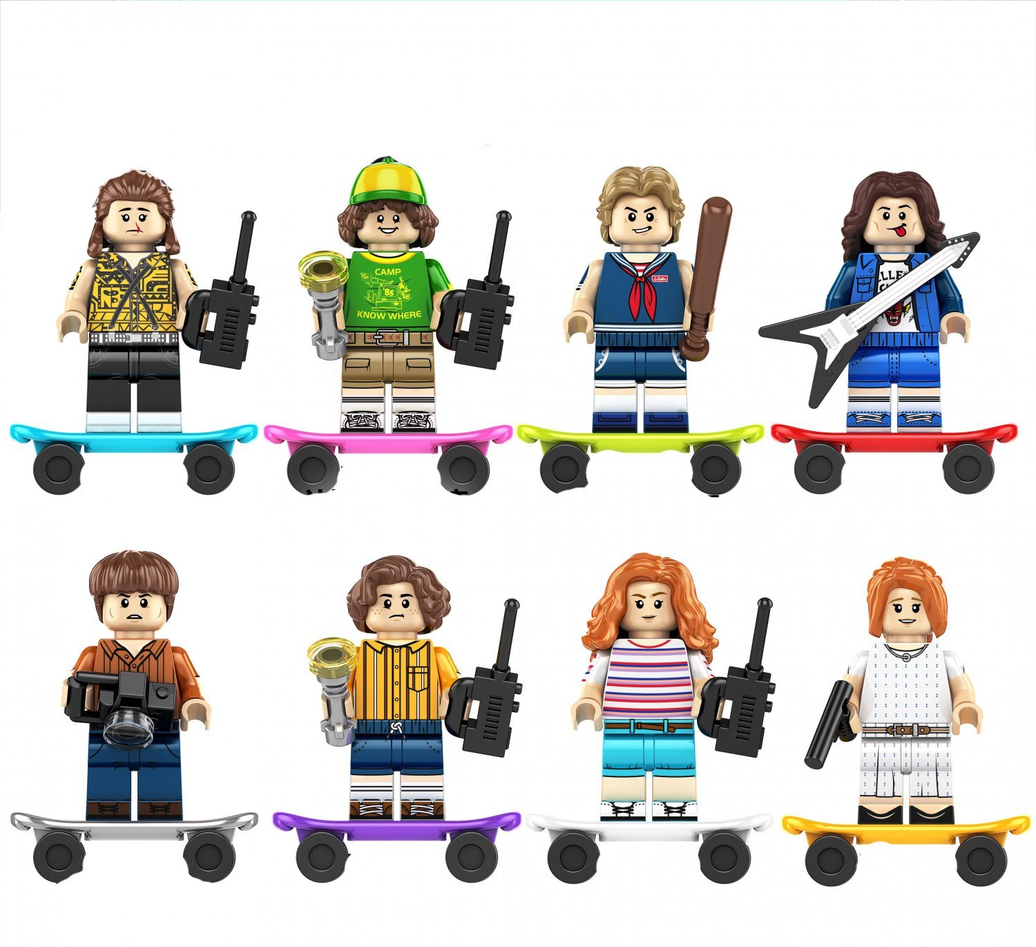 Eleven Steve Harrington Max Mayfield Skateboard Stranger Things Set Minifigures