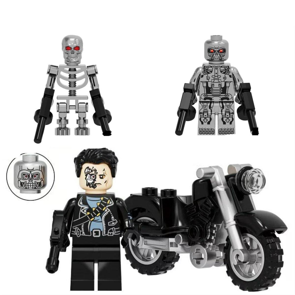 3pcs The Terminator T800 motorcycle Movie Sets Minifigures Block Toys