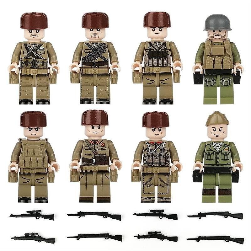USSR Red Army Vs United States Armed Forces WW2 Military Minifigures Block Toys