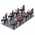 8pcs Red Dragon Knight Skeleton Medieval Knights Set Minifigures Block Toys