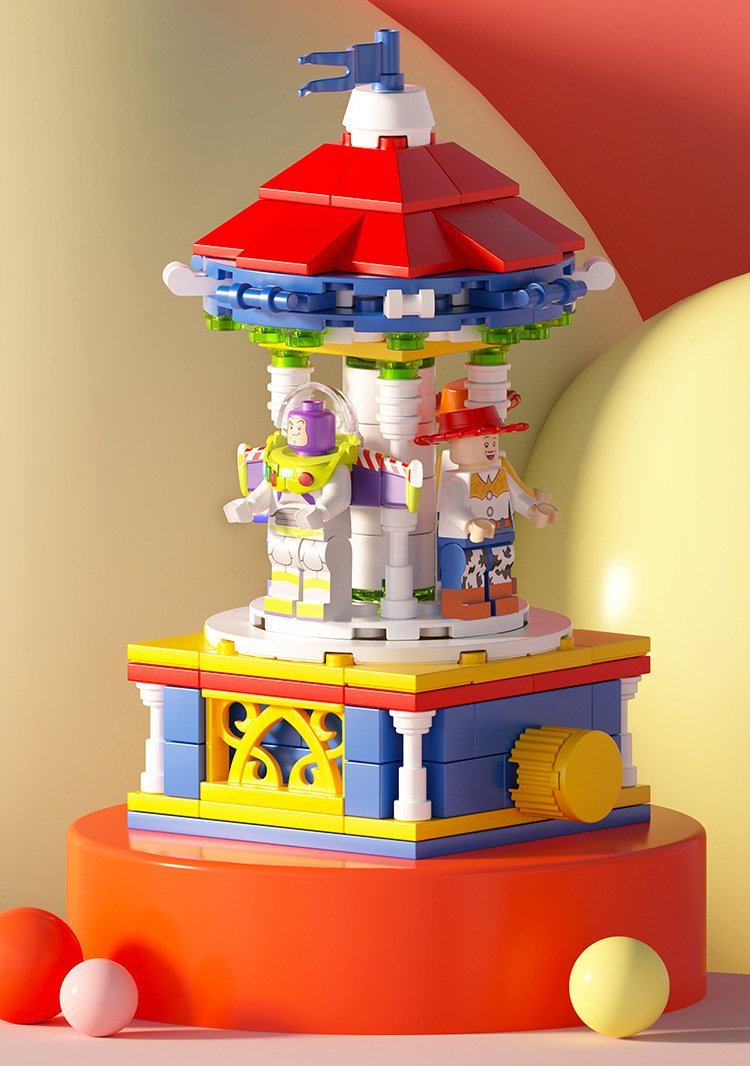 Toy Story Rotating box Buzz Lightyear Woody Toy Minifigures Block Toys