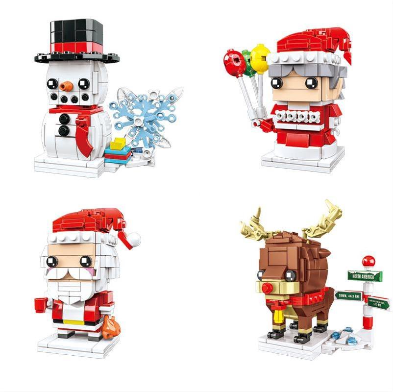 Christmas Brick Headz Mrs.Claus Santa Claus Christmas 2021 Minifigures Block Toy