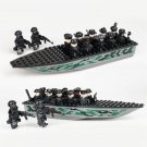 12pcs Black SWAT Riot Police speedboat City police Set Minifigures Block Toys