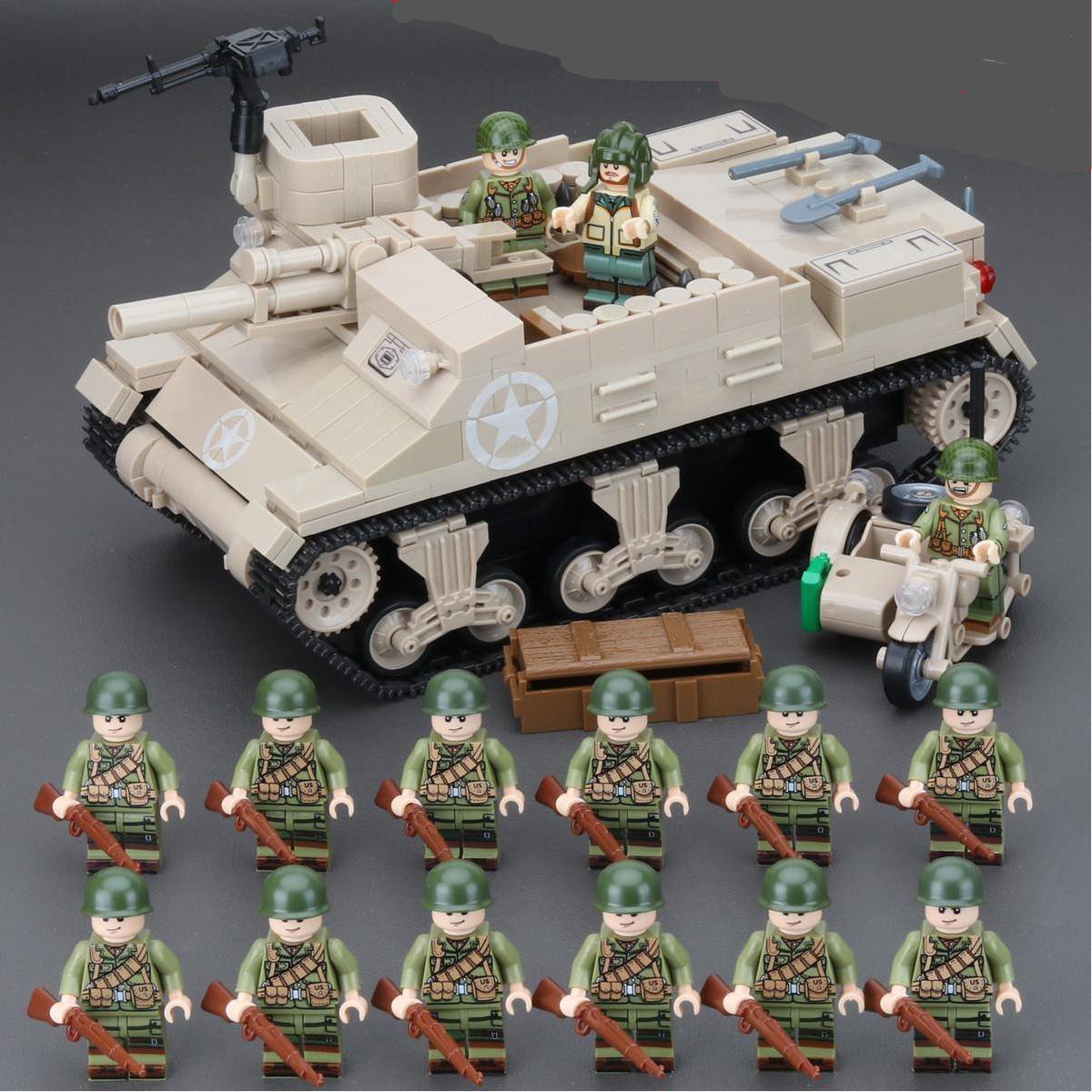 America M7Priest self-propelled artillery WW2 Military Sets Minifigures Toys