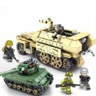 American M4 Sherman Medium Tank Vs Germany half-track armor vehicle Minifigures