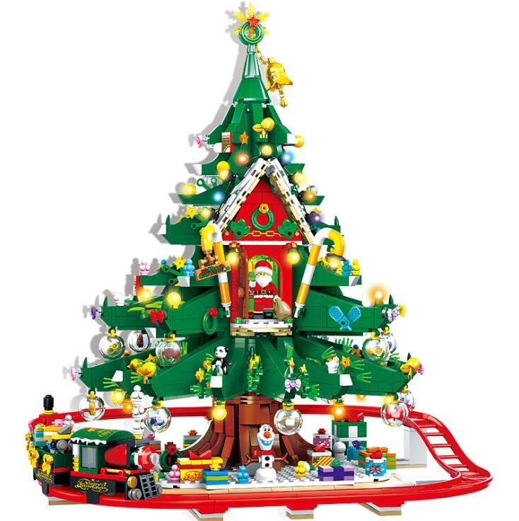 Christmas Tree House David deer train Christmas gift Set Minifigures Block Toys