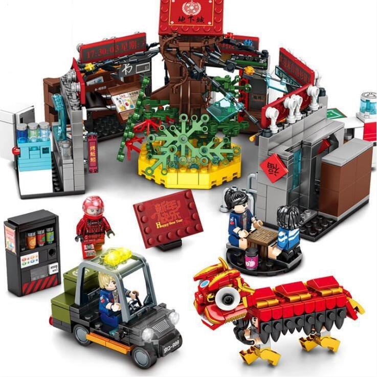 New Year Dungeons streetscape 2022 City Set Minifigures Block Toys
