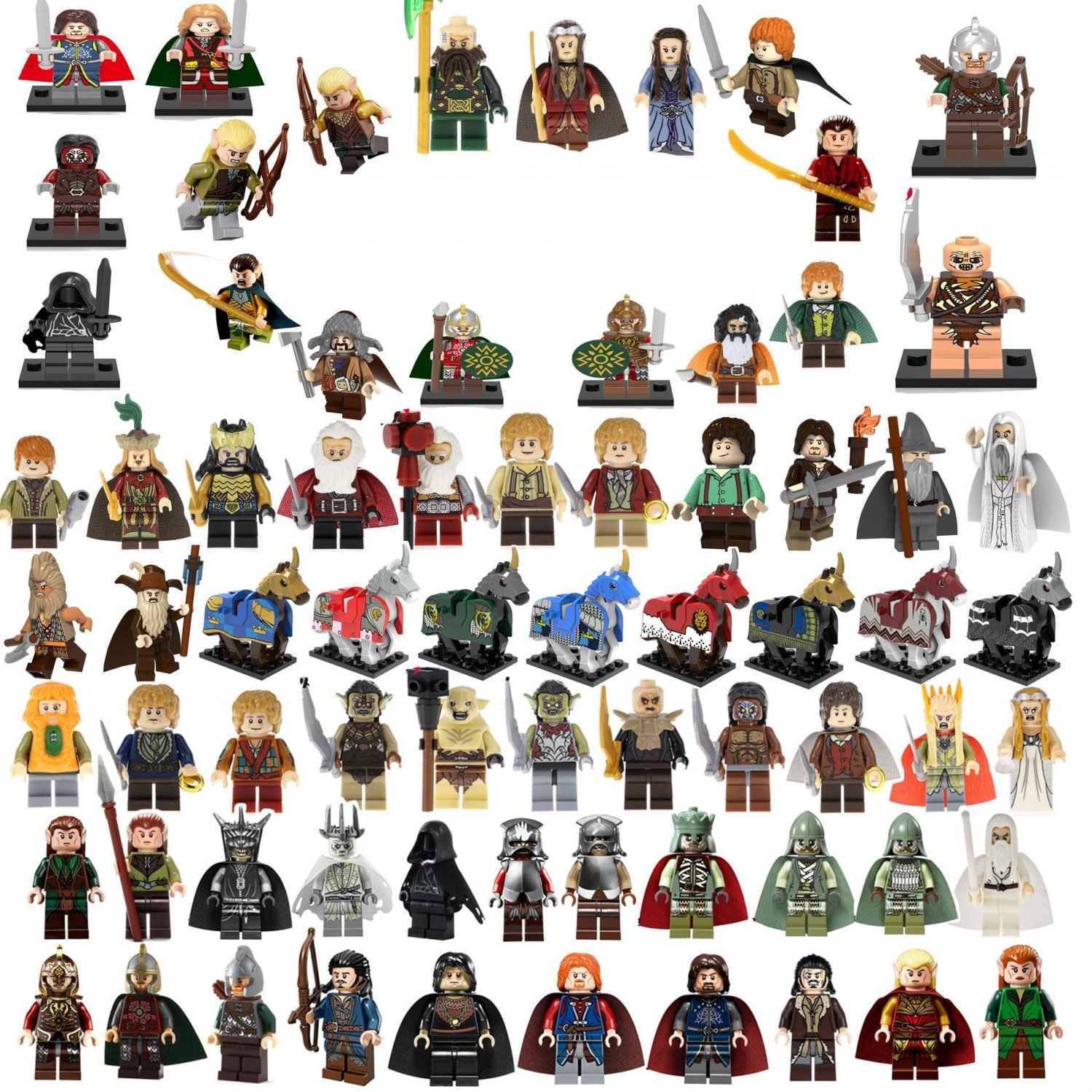 72pcs Elf Dwarf Hobbits Orc Human The Lord of the Rings Set Minifigures Toys