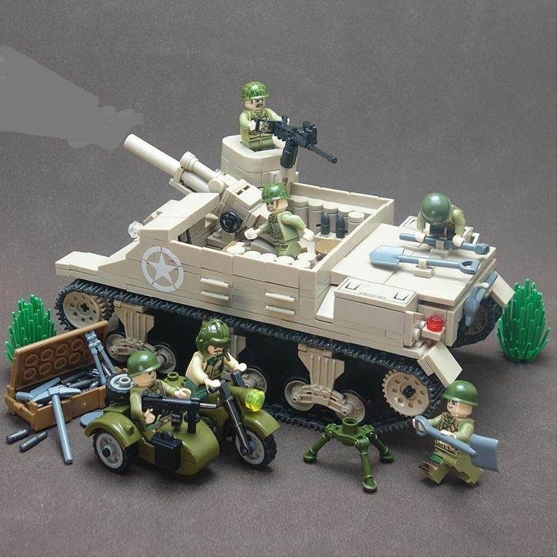 M7Priest self-propelled artillery Tank force WW2 Tank Set Minifigures Block Toys