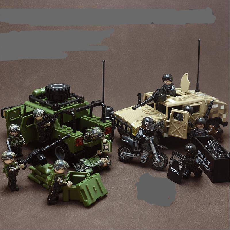 SWAT Specia Force Military Hummer Military Set Minifigures Block Toys