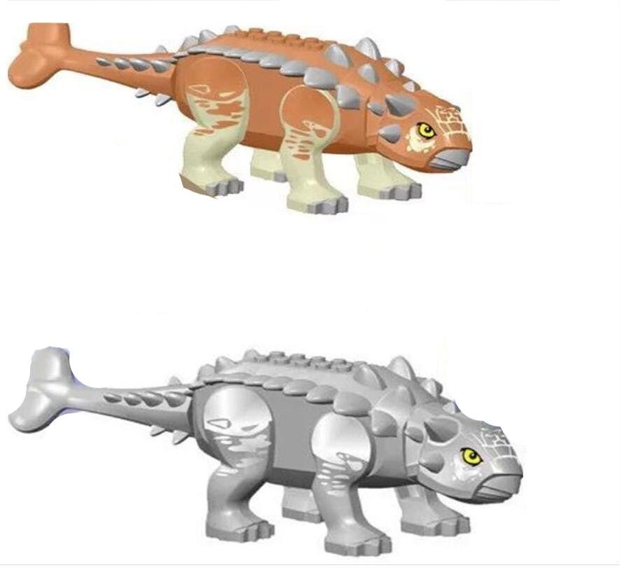 Silver Brown Ankylosaurus Dinosaur Set Minifigures Block Toys