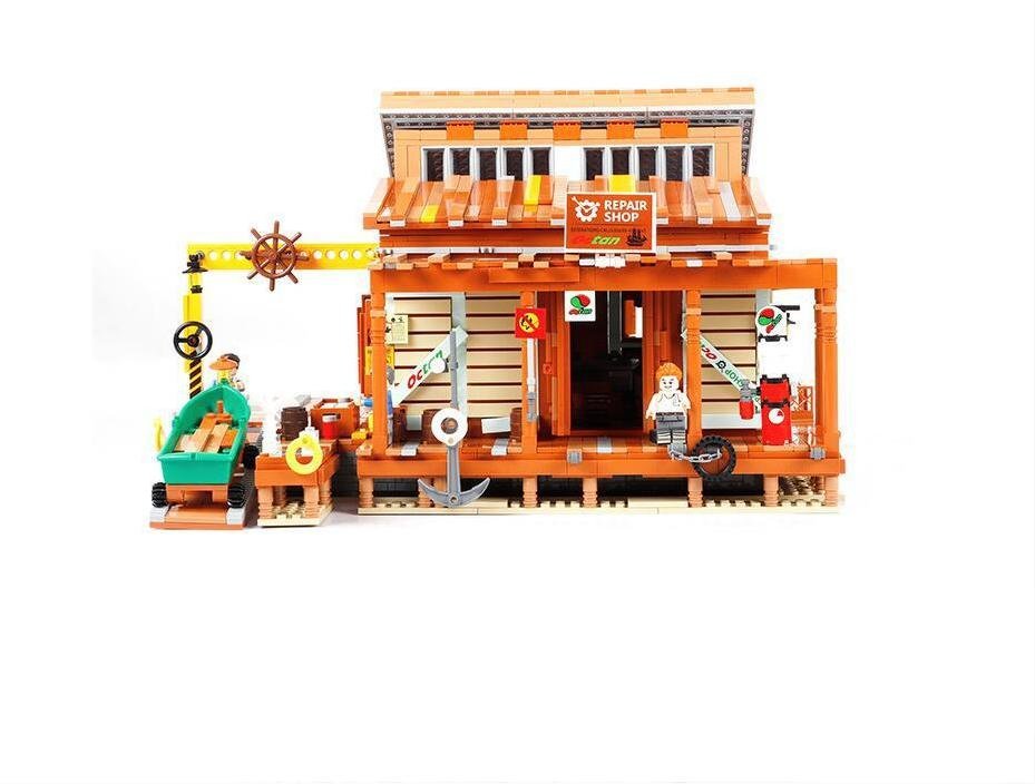 Seafront Port shiprepair shop Beach house Seafront Set Minifigures Block Toys