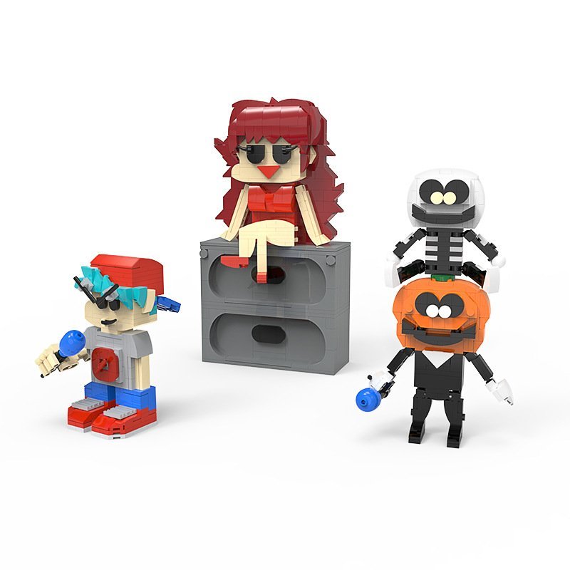 Skid and Pump Boyfriend Girlfriend Friday Night Funkin Set Minifigures Block Toy