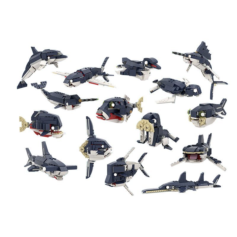 15pcs Ocean Animal Biology Ocean Set Minifigures Block Toys