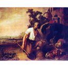 The parable of the treasure graves by Rembrandt - 40x50 Inch Rolled Canvas Wall Art Print