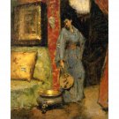 Woman in Kimono Holding a Japanese Fan - 40x50 Inch Rolled Canvas Wall Art Print