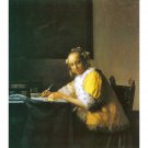 Woman in yellow by Vermeer - 40x50 Inch Rolled Canvas Wall Art Print
