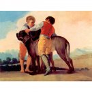 Boys with blood dogs by Goya - 30x40 Inch Rolled Canvas Wall Art Print