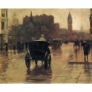 Columbus Avenue, Rainy Day 02, 1885 - 30x40 Inch Rolled Canvas Wall Art Print
