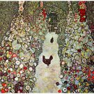 Garden Path with Chickens by Klimt - 30x40 Inch Rolled Canvas Wall Art Print