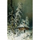 KLEVER Iuliiy - Zimniiy peiyzazh s izbushkoiy (Winter paysage with Hut) (2) - 30x40 Inch Rolled Canv