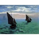 Le Havre - exit the fishing boats from the port by Monet - 30x40 Inch Rolled Canvas Wall Art Print