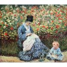Madame Monet and child by Monet - 30x40 Inch Rolled Canvas Wall Art Print