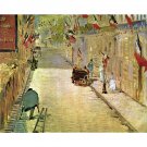 Rue Mosnier with Flags by Manet - 30x40 Inch Rolled Canvas Wall Art Print