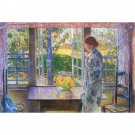 The Goldfish Window by Hassam - 30x40 Inch Rolled Canvas Wall Art Print