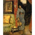 Woman in Kimono Holding a Japanese Fan - 30x40 Inch Rolled Canvas Wall Art Print