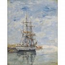 Anchored Three-Master, 1894-97 - 30x40 Inch Rolled Canvas Wall Art Print
