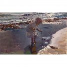 JoaquIn Sorolla - Buscando Mariscos, Playa de Valencia - 30x40 Inch Rolled Canvas Wall Art Print
