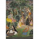Krishna and Radha Playing with Gopis in a Garden', dated 1770 - 30x40 Inch Rolled Canvas Wall Art Pr
