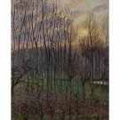 Poplars, Sunset at Eragny, 1894 - 30x40 Inch Rolled Canvas Wall Art Print