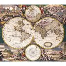World Double Hemisphere Polar Map, Frederick De Wit 1668 - 30x40 Inch Rolled Canvas Wall Art Print World Double Hemisphere Polar Map, Frederick De Wit 1668 - 30x40 Inch Rolled Canvas Wall Art Print