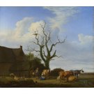 Adriaen van de Velde - A Farm with a Dead Tree - 24x32 Inch Rolled Canvas Wall Art Print Adriaen van de Velde - A Farm with a Dead Tree - 24x32 Inch Rolled Canvas Wall Art Print