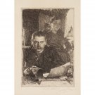 Anders Zorn - Zorn and His Wife (etching) 1890 - 24x32 Inch Rolled Canvas Wall Art Print