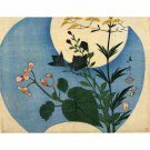 Autumn flowers with full moon by Hiroshige - 24x32 Inch Rolled Canvas Wall Art Print