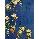 Hokusai - Bullfinch and drooping cherry - 24x32 Inch Rolled Canvas Wall Art Print