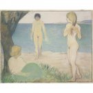 Otto Mueller - Madchen am Strand - 1908 - 24x32 Inch Rolled Canvas Wall Art Print